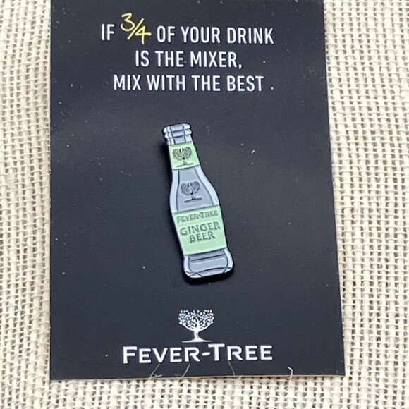 Fever Tree Ginger Beer Lapel Pin Brooch 1.25 In Green Grey Enamel Mens Womens Un - Picture 2 of 7